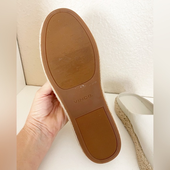 VINCE, ULLA ESPADRILLE PLATFORM LEATHER MULES white W-8.5M - Picture 8 of 10